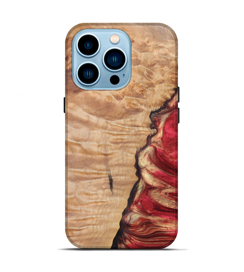 iPhone 14 Pro Wood+Resin Live Edge Phone Case - Brielle (Dark Red, 616843)