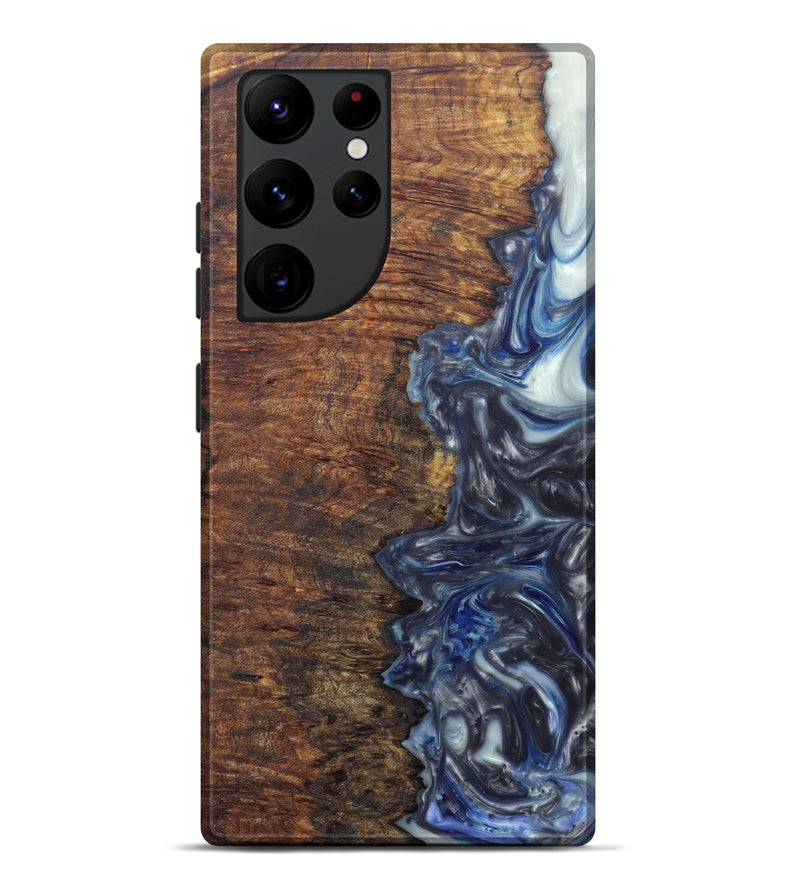 Galaxy S22 Ultra Wood+Resin Live Edge Phone Case - Melonie (Light Blue, 599118)