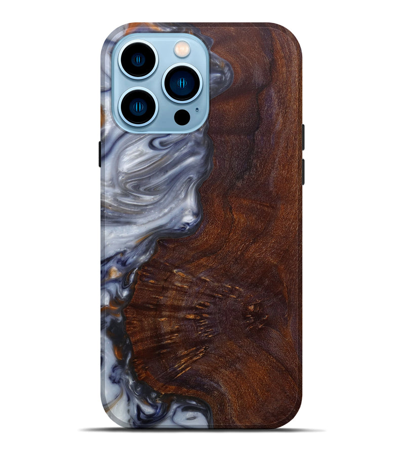 iPhone 14 Pro Max Wood+Resin Live Edge Phone Case - Ainslie (Dark Blue, 584052)