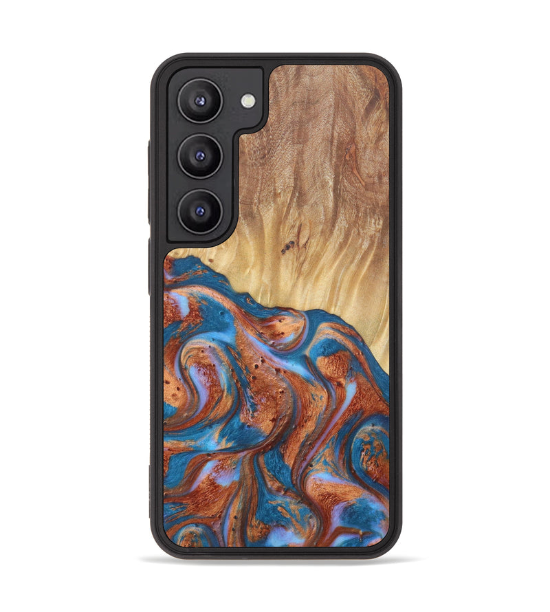 Galaxy S23 Wood+Resin Phone Case - Jeremiah (Teal & Gold, 621156)