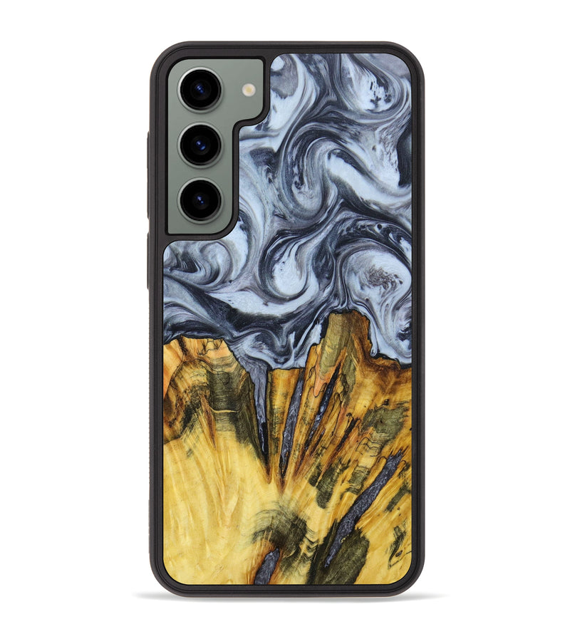 Galaxy S23 Plus Wood+Resin Phone Case - Harmony (Black & White, 638947)