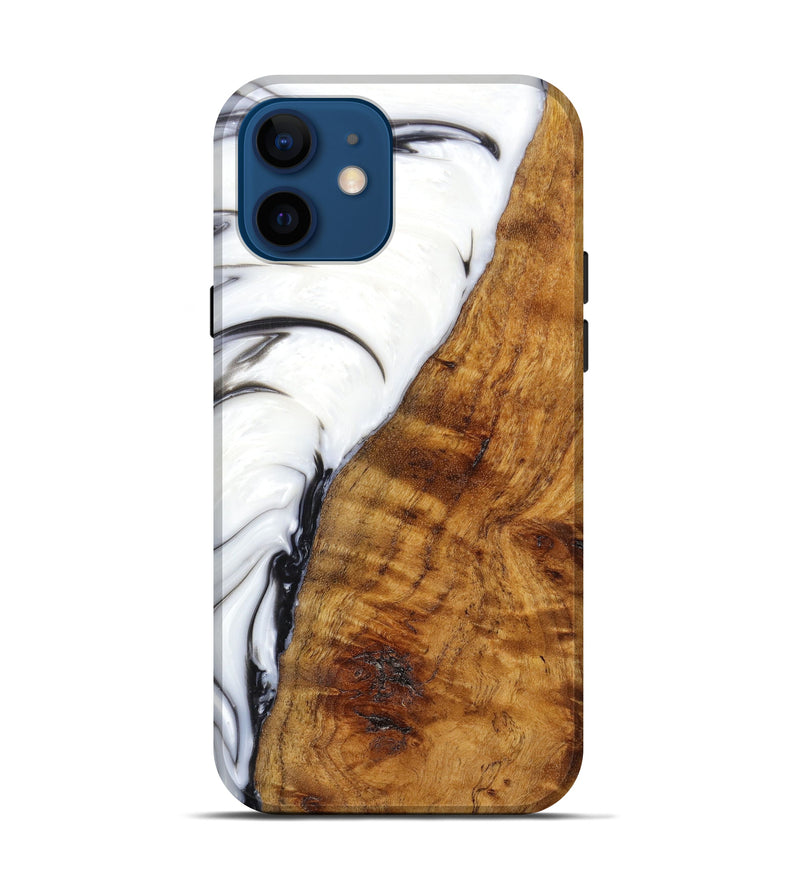 iPhone 12 Wood+Resin Live Edge Phone Case - Abner (Black & White, 628380)
