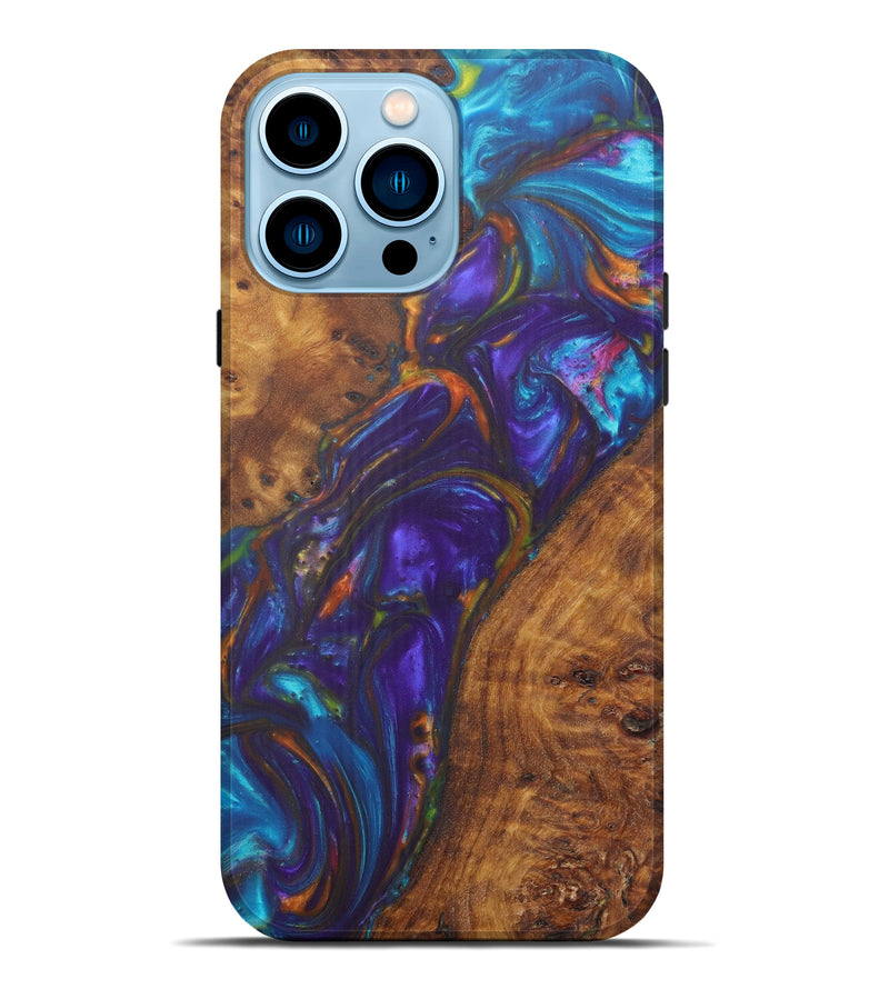 iPhone 14 Pro Max Wood+Resin Live Edge Phone Case - Teressa (Purple, 586722)