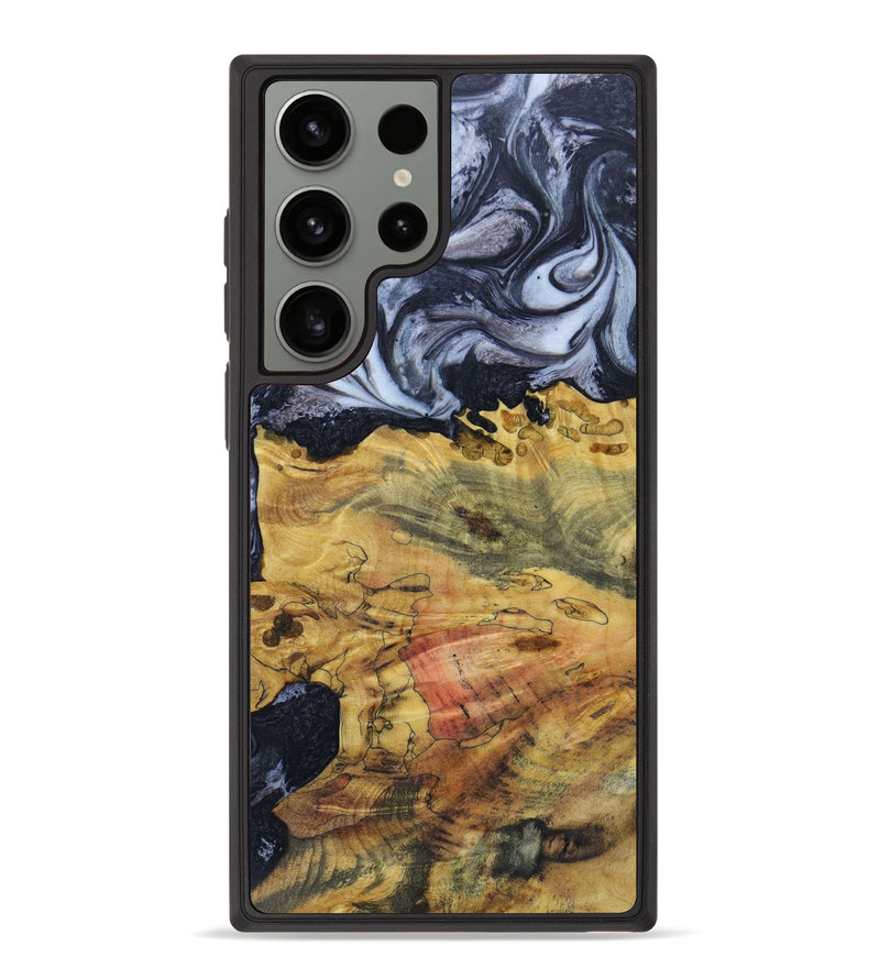 Galaxy S23 Ultra Wood+Resin Phone Case - Bonita (Black & White, 622679)