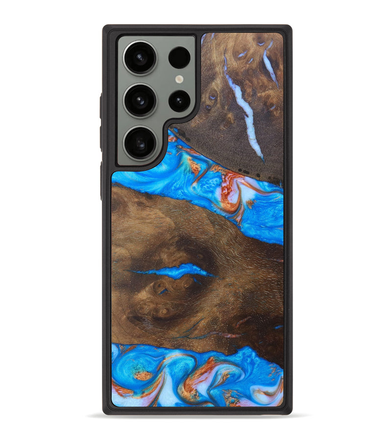 Galaxy S23 Ultra Wood+Resin Phone Case - Julian (Teal & Gold, 628443)
