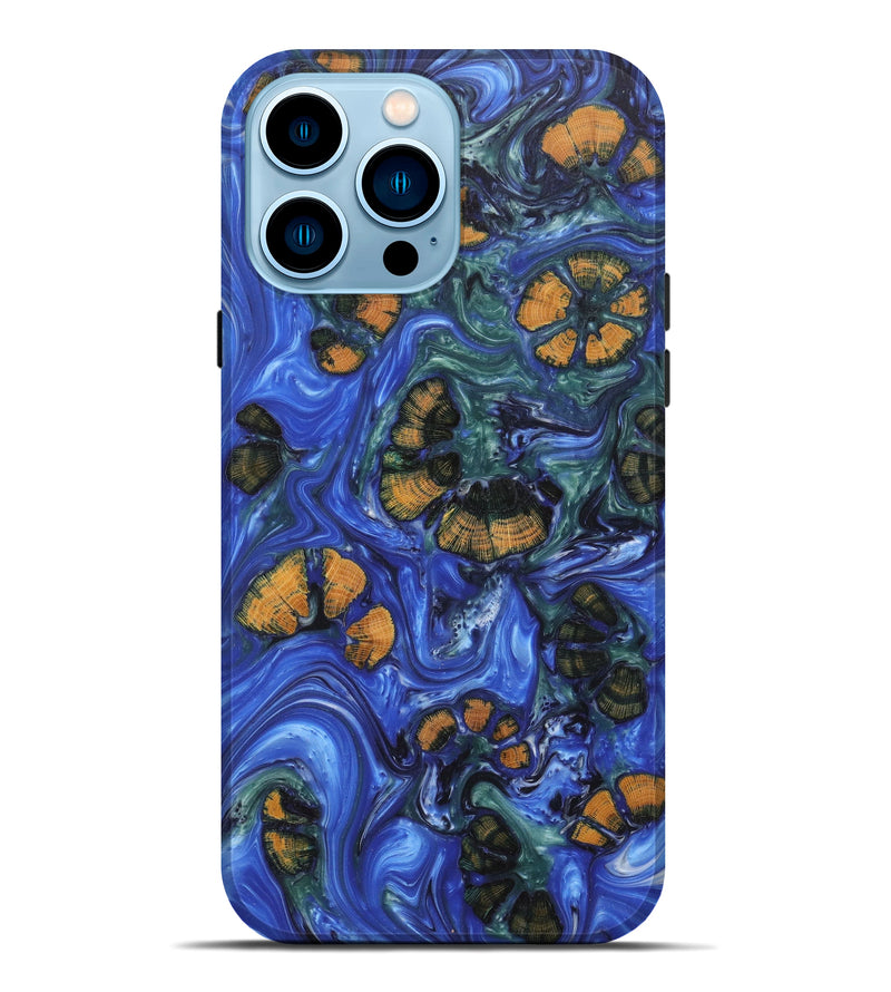 iPhone 14 Pro Max Wood+Resin Live Edge Phone Case - Janusz (Light Blue, 603732)