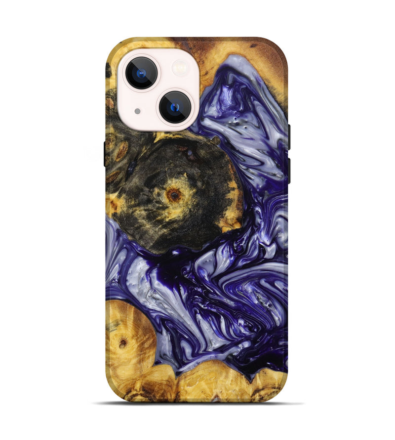 iPhone 14 Wood+Resin Live Edge Phone Case - Peyton (Blue, 644785)