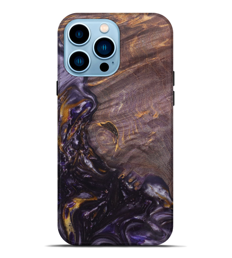 iPhone 14 Pro Max Wood+Resin Live Edge Phone Case - Genga (Purple, 599170)