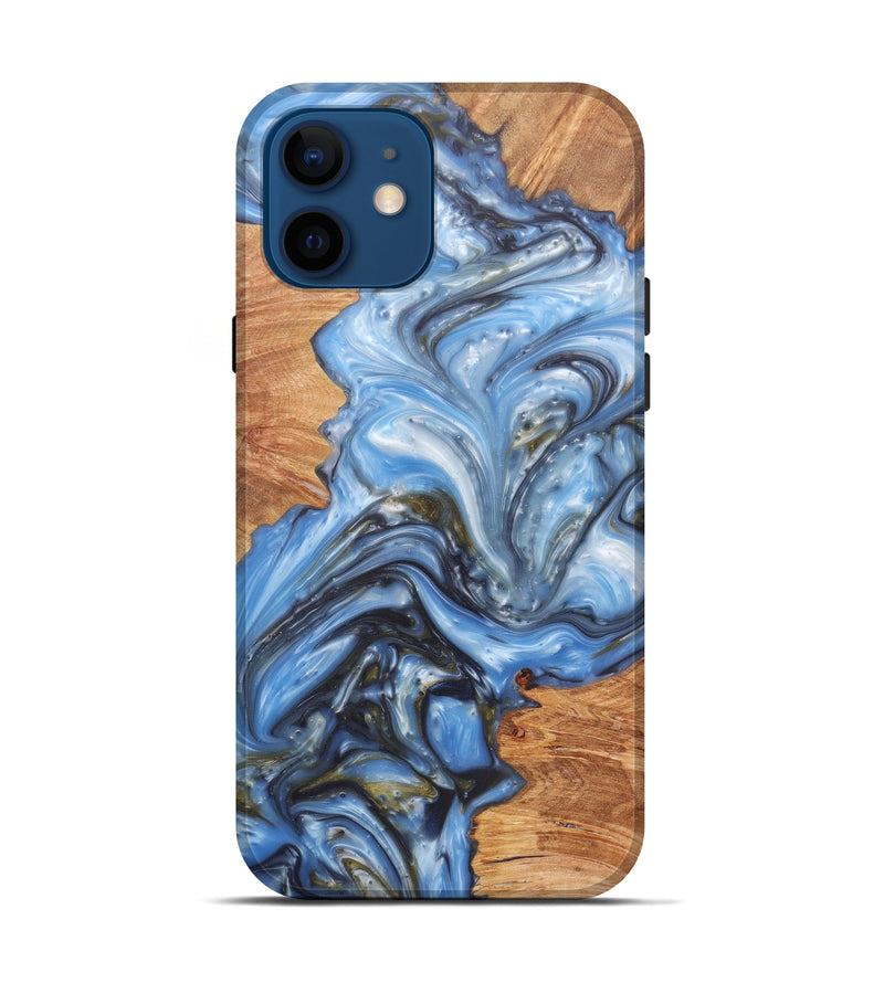iPhone 12 Wood+Resin Live Edge Phone Case - Lai (Light Blue, 579122)