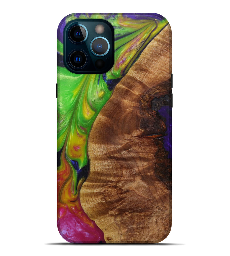 iPhone 12 Pro Max Wood+Resin Live Edge Phone Case - Lisha (Dark Green, 582795)