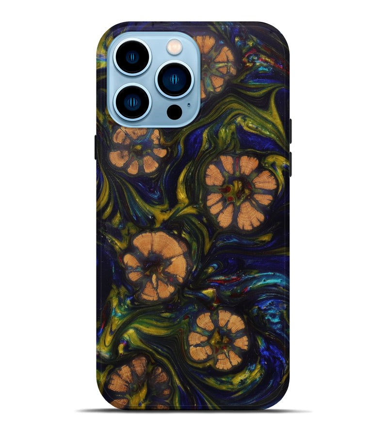 iPhone 14 Pro Max Wood+Resin Live Edge Phone Case - Camila (Dark Blue, 604589)