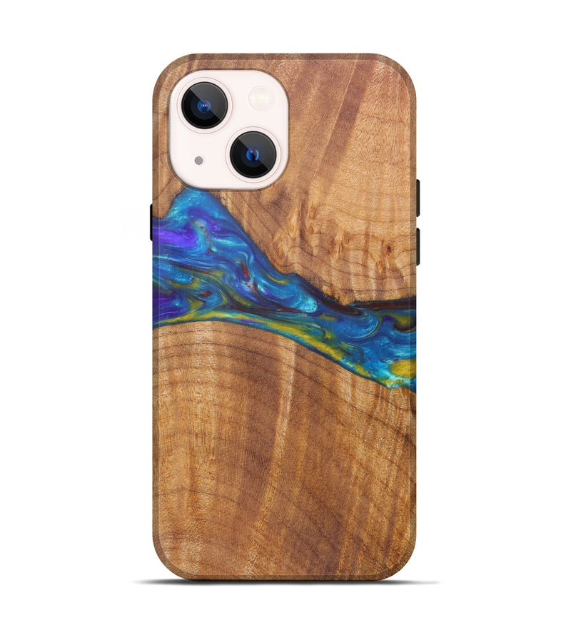 iPhone 13 Wood+Resin Live Edge Phone Case - Erma (Light Blue, 608583)