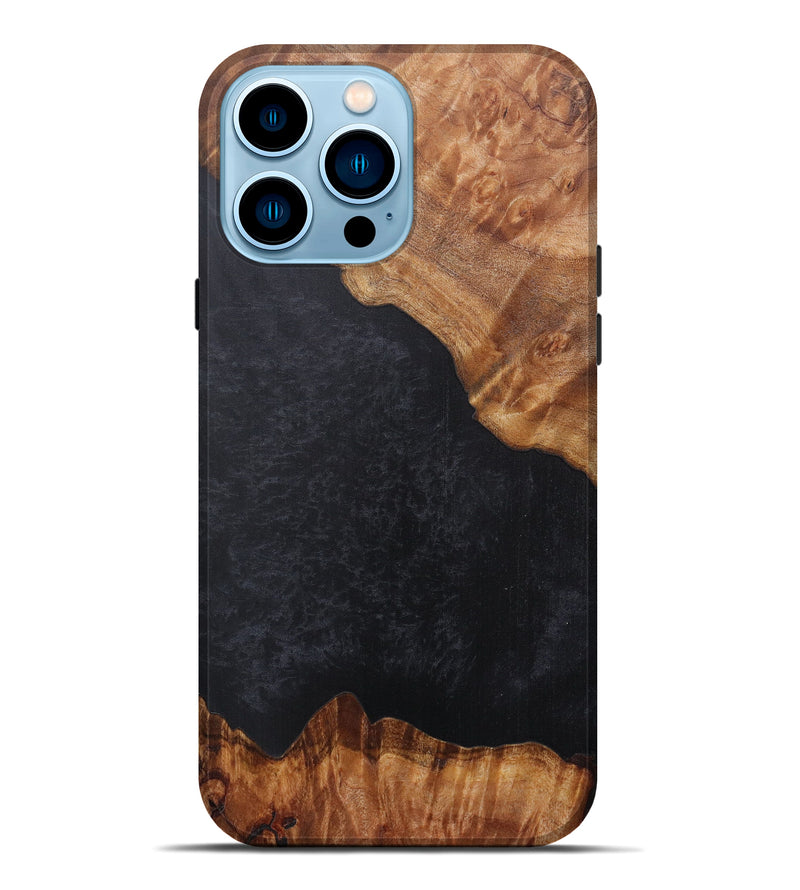 iPhone 14 Pro Max Wood+Resin Live Edge Phone Case - Wynn (Pure Black, 591420)