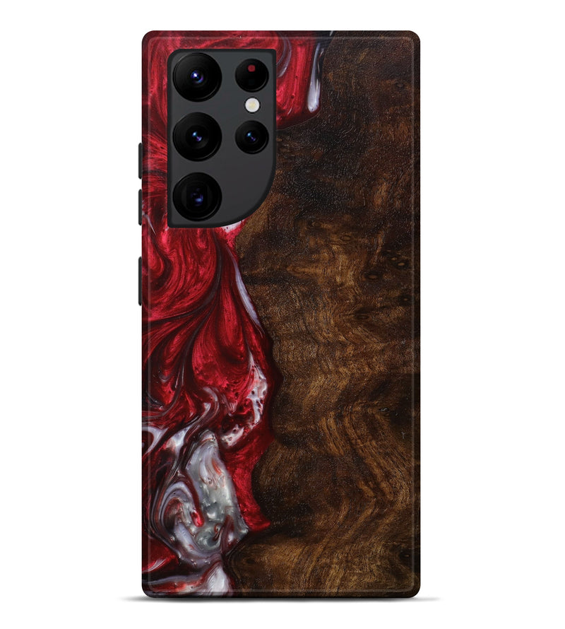 Galaxy S22 Ultra Wood+Resin Live Edge Phone Case - Horace (Dark Red, 610775)