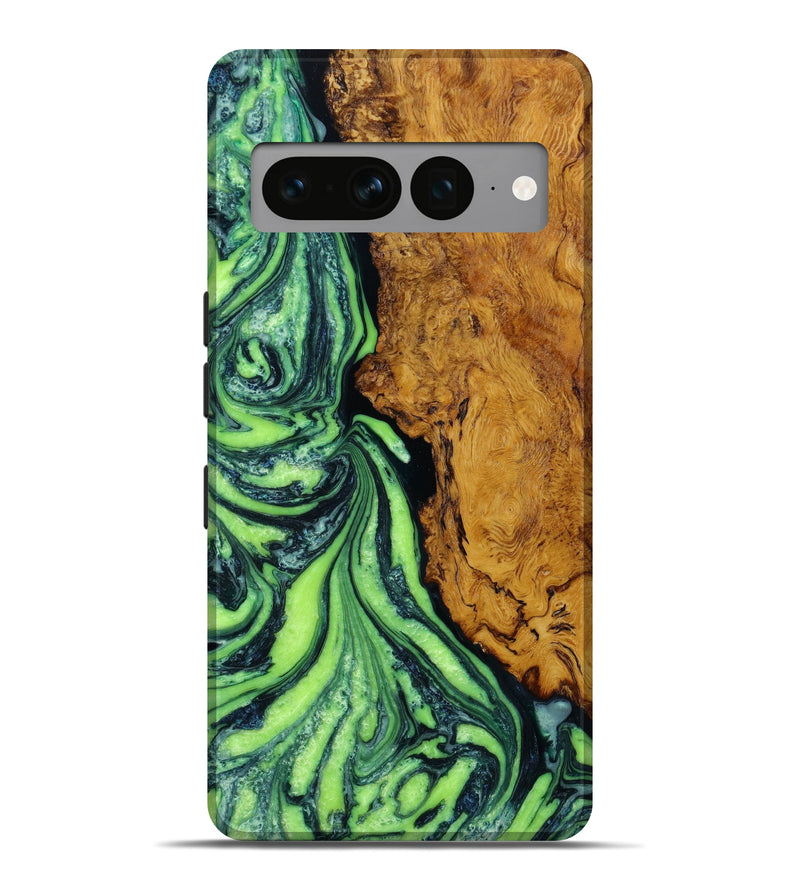 Pixel 7 Pro Wood+Resin Live Edge Phone Case - Scott (Green, 647399)