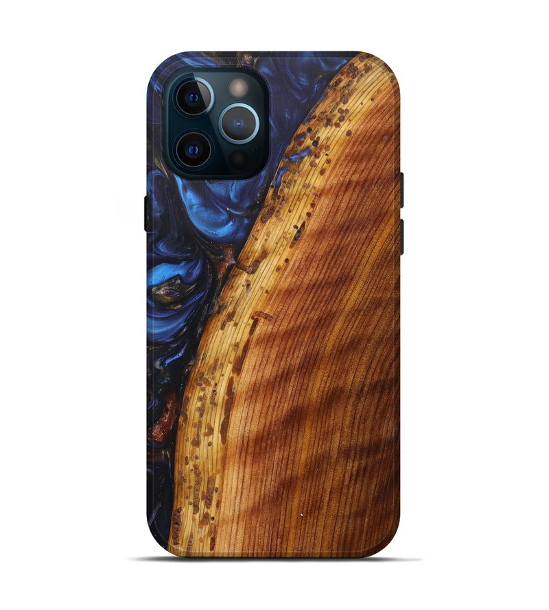 iPhone 12 Pro Wood+Resin Live Edge Phone Case - Wesson (Blue, 626646)