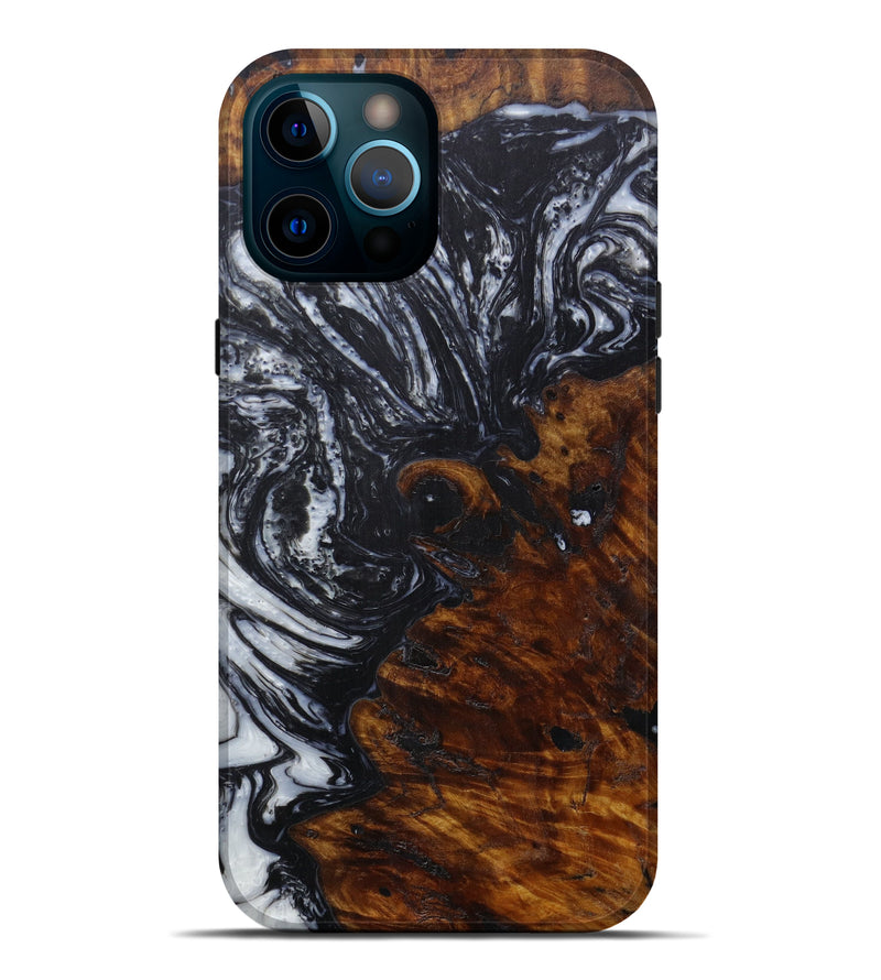 iPhone 12 Pro Max Wood+Resin Live Edge Phone Case - Noel (Black & White, 591799)