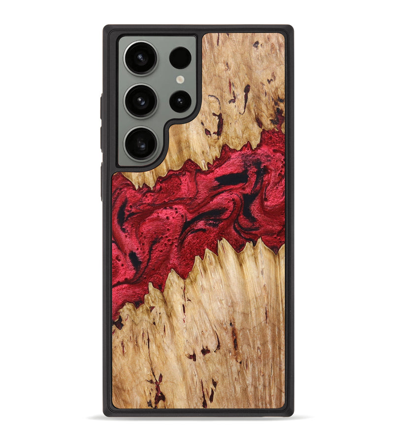 Galaxy S23 Ultra Wood+Resin Phone Case - Zaniya (Red, 631986)