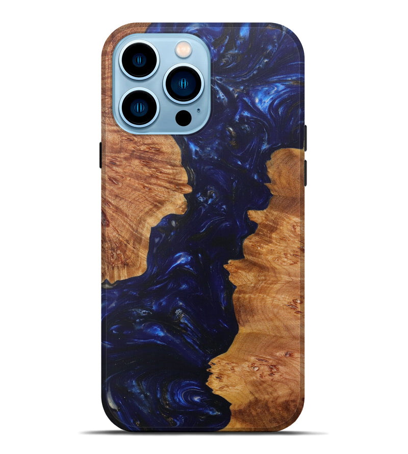 iPhone 14 Pro Max Wood+Resin Live Edge Phone Case - Selwyn (Dark Blue, 598590)