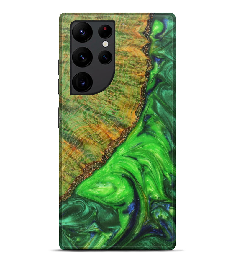 Galaxy S22 Ultra Wood+Resin Live Edge Phone Case - Jaycee (Dark Green, 616916)