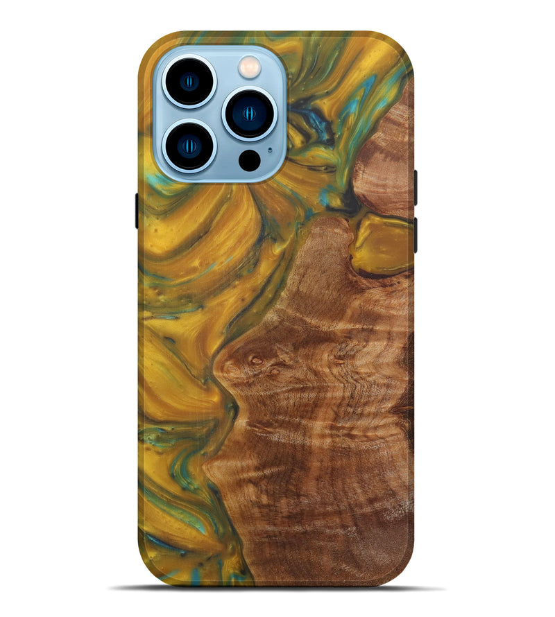 iPhone 14 Pro Max Wood+Resin Live Edge Phone Case - Chawki (Metallic, 587781)