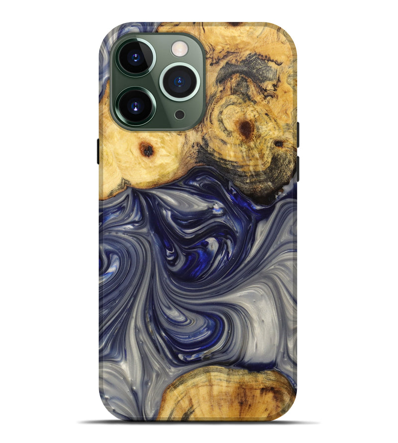 iPhone 13 Pro Max Wood+Resin Live Edge Phone Case - Morgan (Blue, 628992)