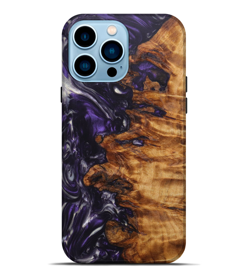 iPhone 14 Pro Max Wood+Resin Live Edge Phone Case - Enid (Purple, 631660)