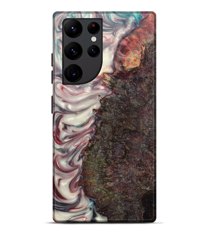 Galaxy S22 Ultra Wood+Resin Live Edge Phone Case - Elsy (Dark Red, 605525)