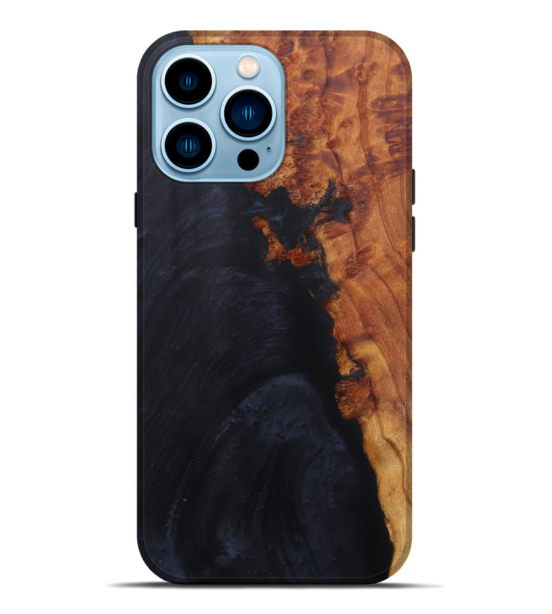 iPhone 14 Pro Max Wood+Resin Live Edge Phone Case - Candis (Pure Black, 601224)