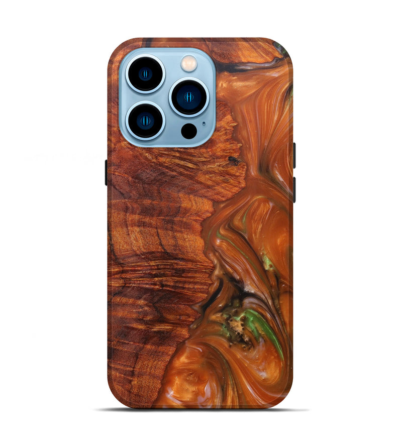 iPhone 14 Pro Wood+Resin Live Edge Phone Case - Nicholas (Dark Red, 596339)