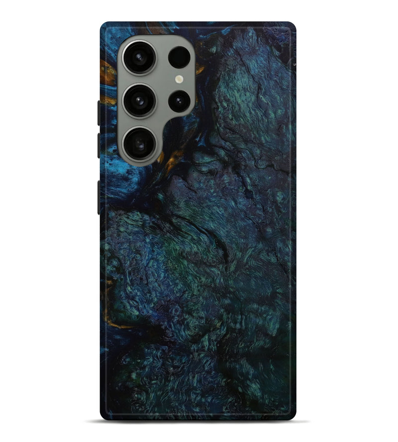Galaxy S23 Ultra Wood+Resin Live Edge Phone Case - Lyla (Teal & Gold, 643197)