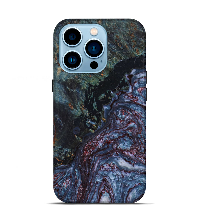 iPhone 14 Pro Wood+Resin Live Edge Phone Case - Kirbee (Blue, 633218)