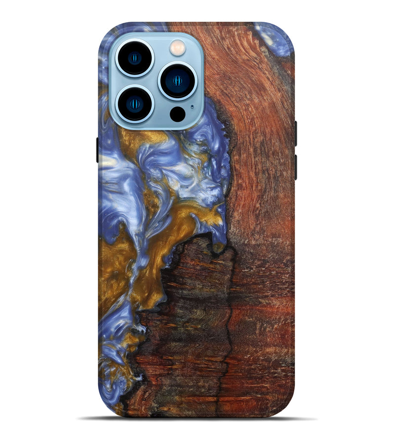 iPhone 14 Pro Max Wood+Resin Live Edge Phone Case - Tanya (Light Blue, 599163)