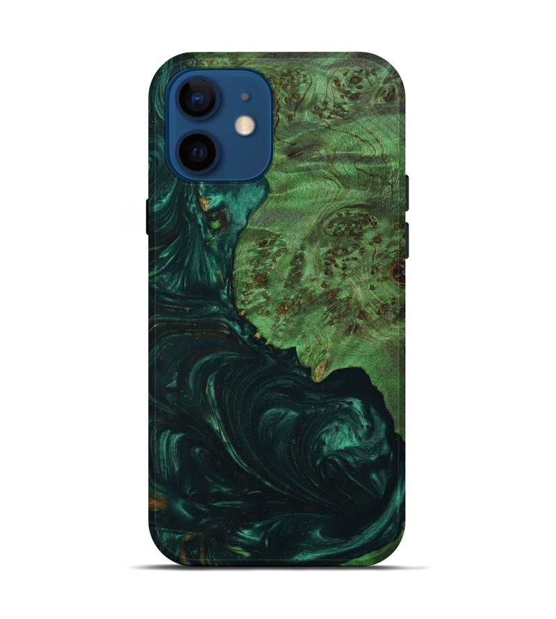 iPhone 12 Wood+Resin Live Edge Phone Case - Gilberto (Green, 632705)