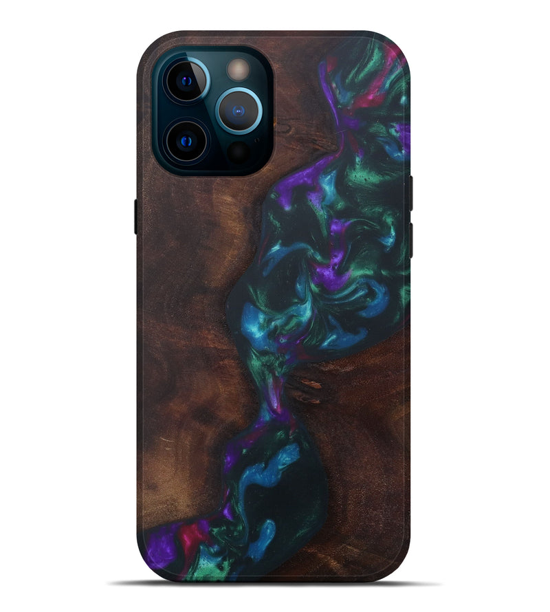 iPhone 12 Pro Max Wood+Resin Live Edge Phone Case - Gord (Dark Green, 602500)
