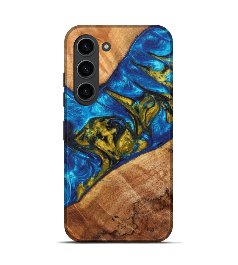 Galaxy S23 Wood+Resin Live Edge Phone Case - Javion (Teal & Gold, 627693)