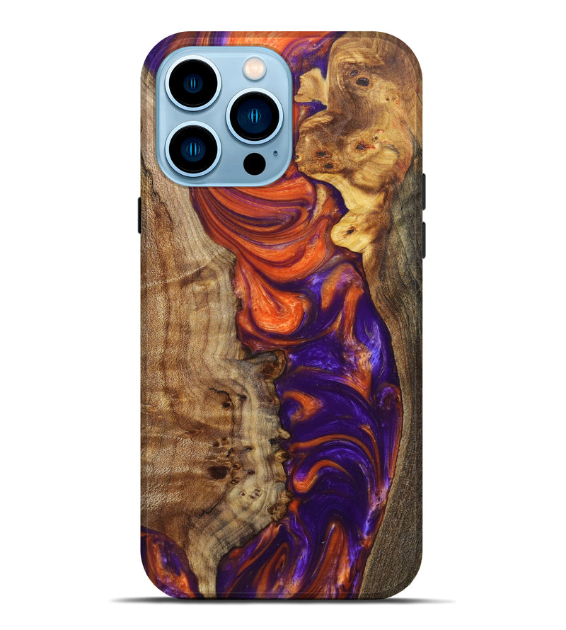 iPhone 14 Pro Max Wood+Resin Live Edge Phone Case - Becky (Purple, 634611)
