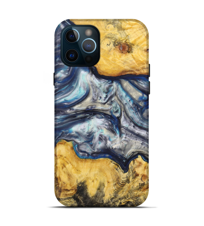 iPhone 12 Pro Wood+Resin Live Edge Phone Case - Cheryl (Blue, 638541)