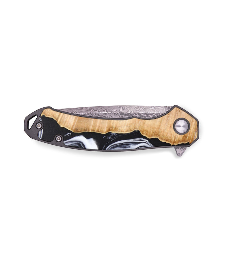 EDC Wood+Resin Pocket Knife - Zander (Black & White, 636498)