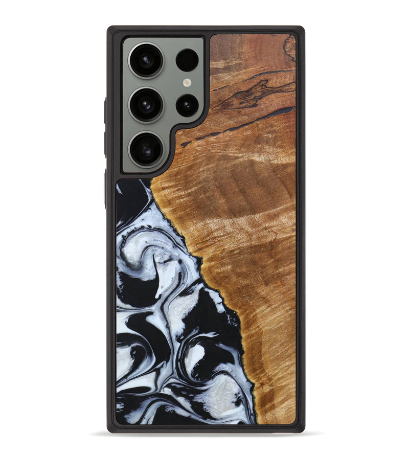 Galaxy S23 Ultra Wood+Resin Phone Case - Devin (Black & White, 635422)