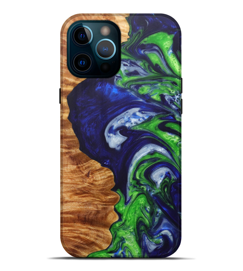 iPhone 12 Pro Max Wood+Resin Live Edge Phone Case - Masa (Dark Blue, 597267)