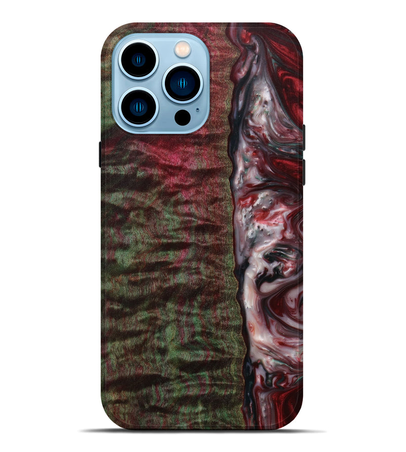 iPhone 14 Pro Max Wood+Resin Live Edge Phone Case - Giovanna (Dark Red, 610776)