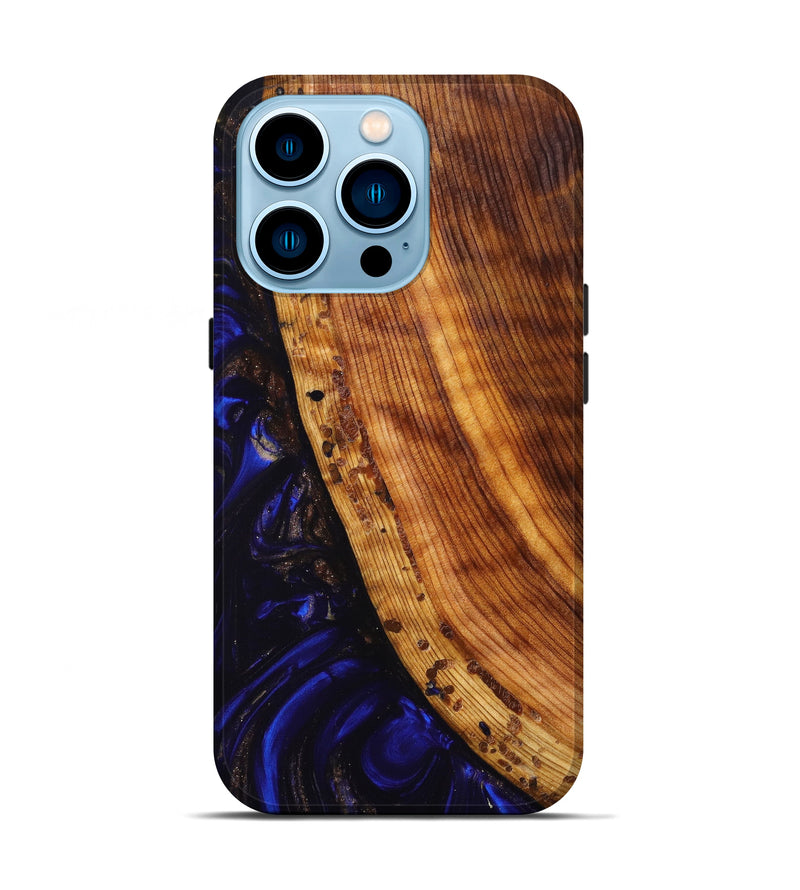iPhone 14 Pro Wood+Resin Live Edge Phone Case - Mehdi (Blue, 633211)