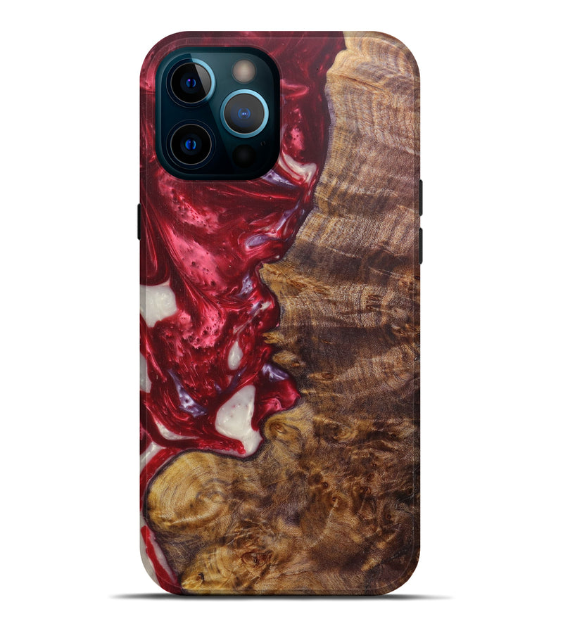 iPhone 12 Pro Max Wood+Resin Live Edge Phone Case - Roseline (Dark Red, 601241)