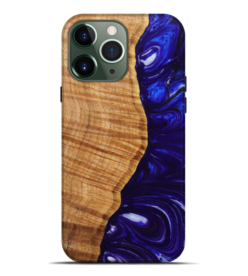 iPhone 13 Pro Max Wood+Resin Live Edge Phone Case - Darius (Blue, 622975)