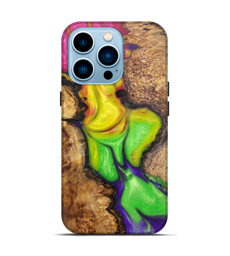 iPhone 14 Pro Wood+Resin Live Edge Phone Case - Wilkin (Dark Green, 597038)