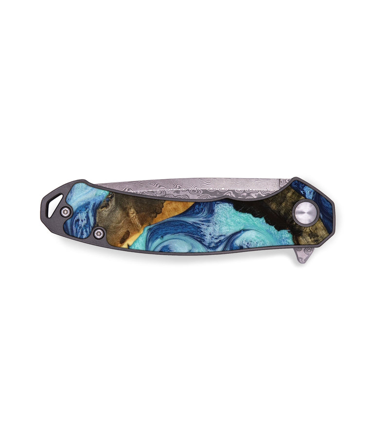 EDC Wood+Resin Pocket Knife - Alondra (Blue, 644191)