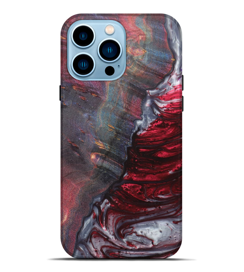 iPhone 14 Pro Max Wood+Resin Live Edge Phone Case - Ernest (Dark Red, 615843)