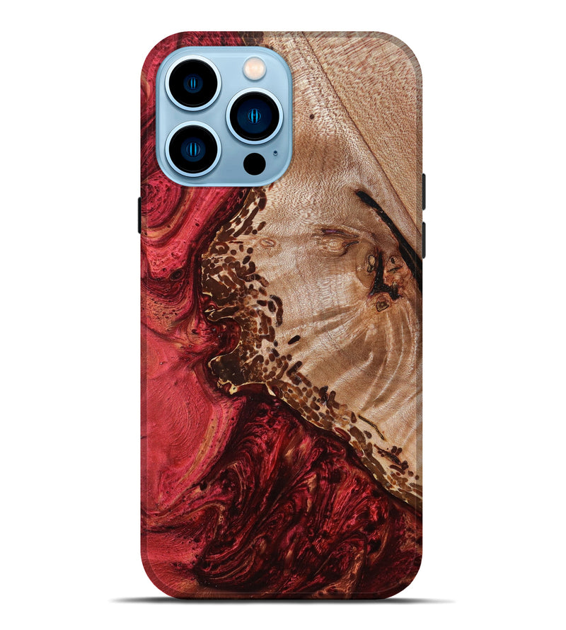 iPhone 14 Pro Max Wood+Resin Live Edge Phone Case - Averie (Red, 637708)