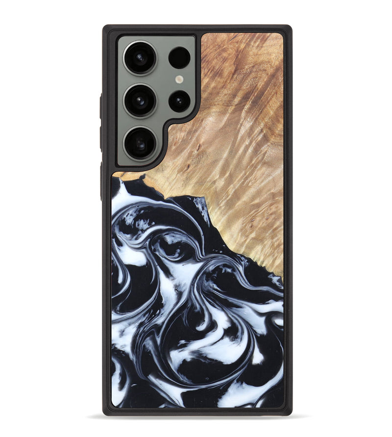 Galaxy S23 Ultra Wood+Resin Phone Case - Penelope (Black & White, 628253)